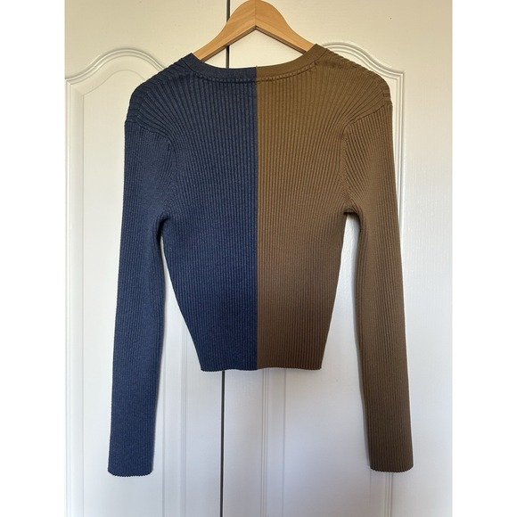 Y2K Inspired Colorblock Tommy Jeans Women's Cropped Button Down Cardigan Size L - Picture 2 of 8